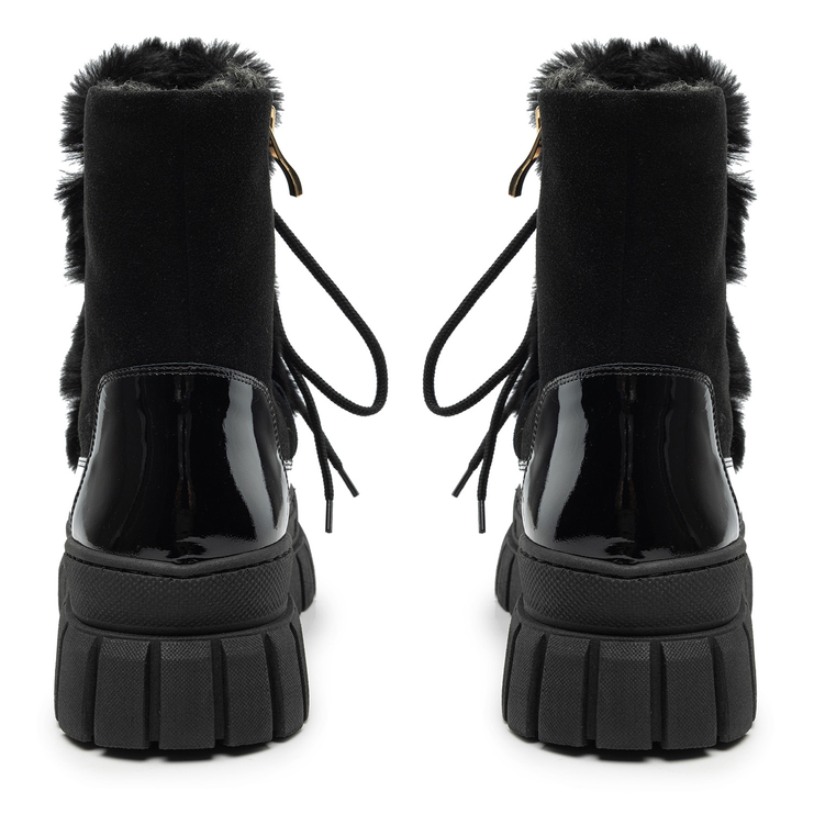 Śniegowce R.Polański 1728 - Czarny Zamsz/Czarny Lakier