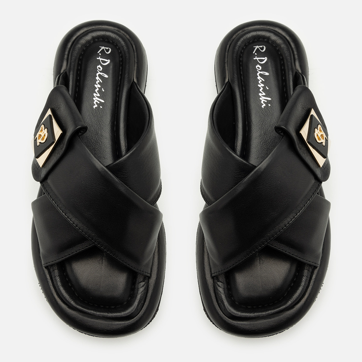 Klapki R.Polański 2127 - Czarny Lico