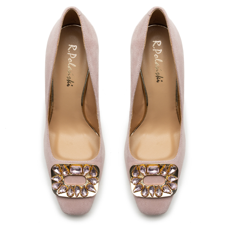 Czółenka R.Polański 1673 - Różowy Zamsz