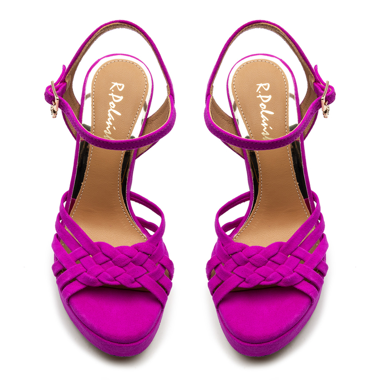 Sandały R.Polański 1666 - Fuksja Zamsz