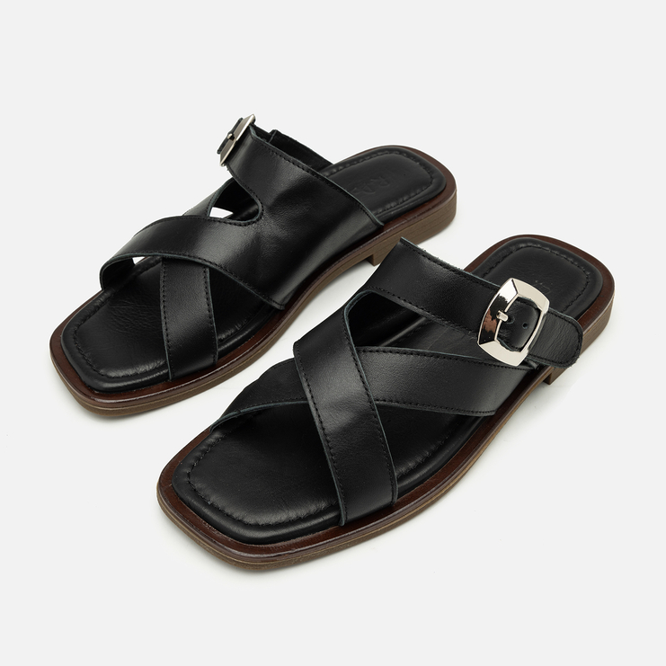 Klapki R.Polański 2139 - Czarny Lico