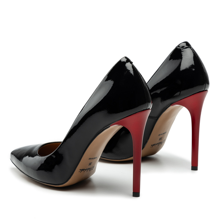 Czółenka R.Polański 1647 - Czarny Lakier/Bordowy