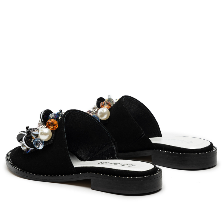 Klapki R.Polański 1501/A - Czarny Zamsz