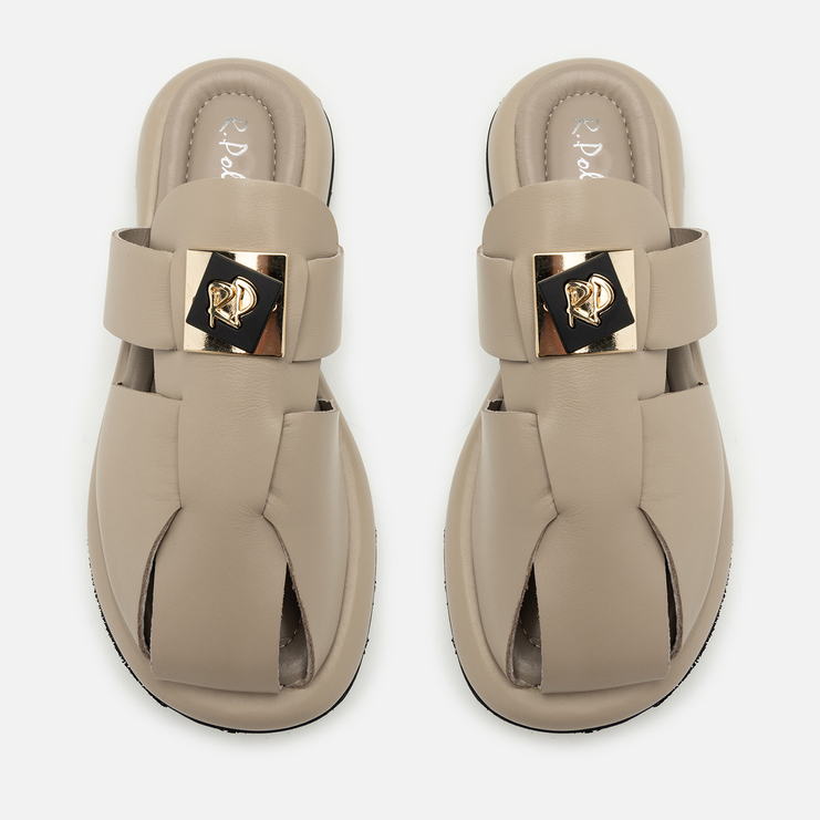 Klapki R.Polański 2128 - Cappuccino Lico