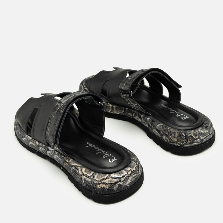 Klapki R.Polański 2137 - Czarny/Snake