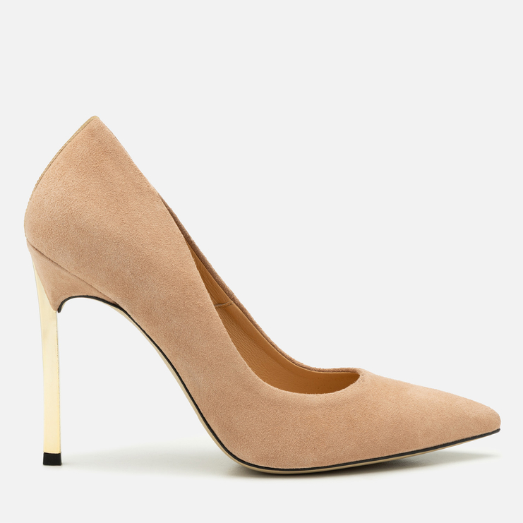 Szpilki 1044 - Beżowy Zamsz