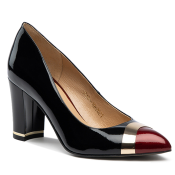 Czółenka 1111 - Czarny Lakier/Czerwony