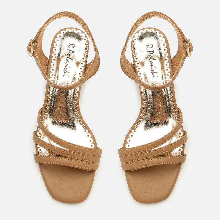 Sandały R.Polański 1115 - Camel Lico