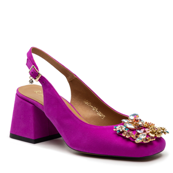 Sandały R.Polański 1630 - Fuksja Zamsz