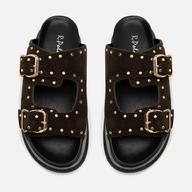 Klapki R.Polański 2166 - Brązowy Zamsz