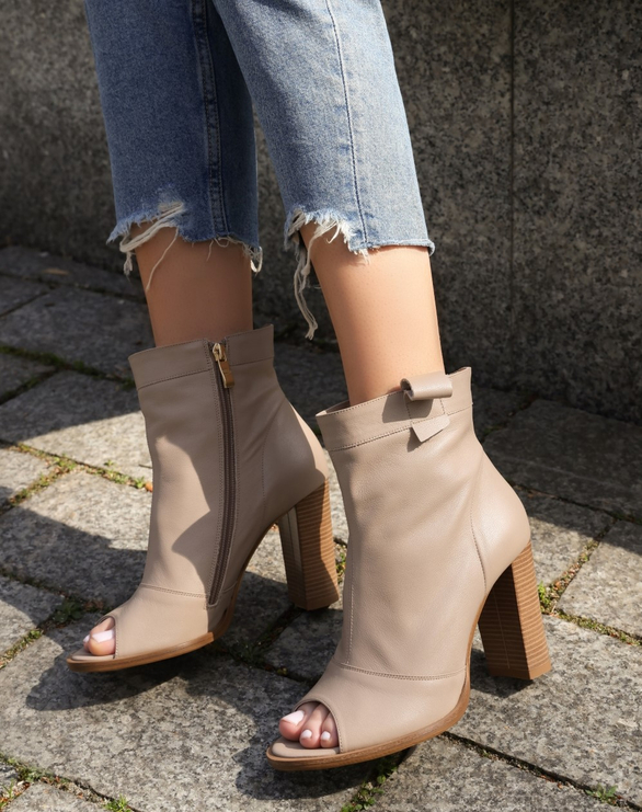 Botki R.Polański 1412 - Beżowy Lico