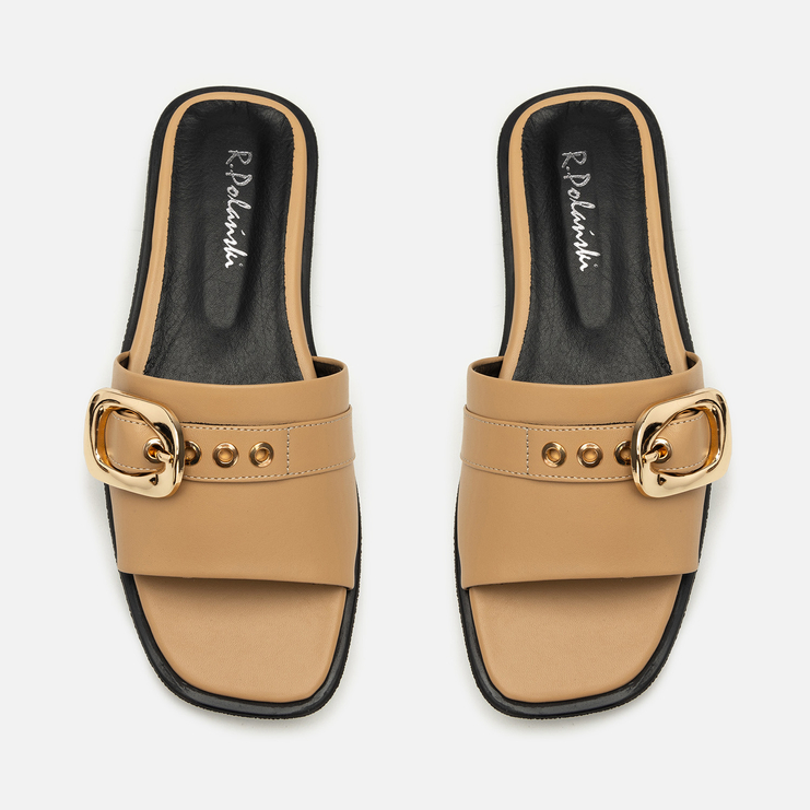 Klapki R.Polański 2201 - Camel Lico