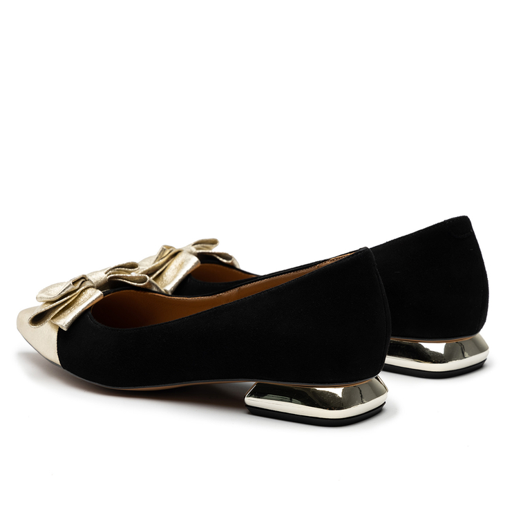 Baleriny R.Polański 1008 - Czarny Zamsz/Złoty