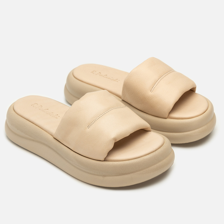 Klapki R.Polański 2197 - Beżowy Lico