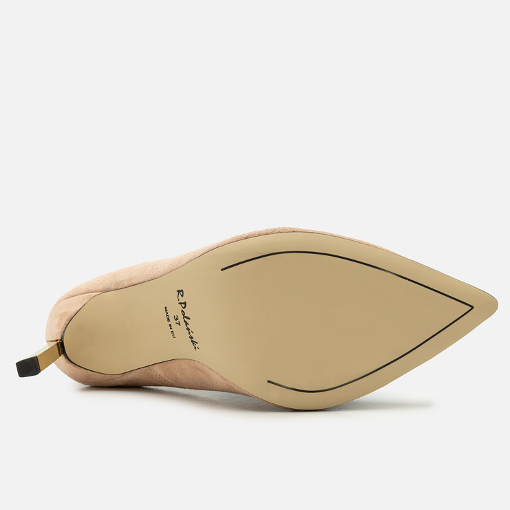 Szpilki 1044 - Beżowy Zamsz