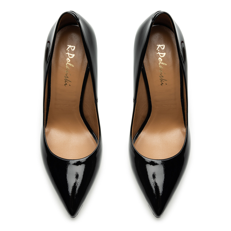 Czółenka R.Polański 1647 - Czarny Lakier/Bordowy