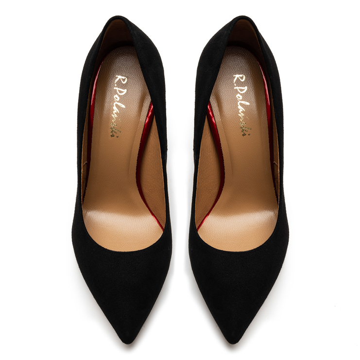 Czółenka R.Polański 1647 - Czarny Zamsz/Bordowy