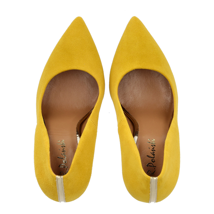 Szpilki 1044 - Żółty Zamsz