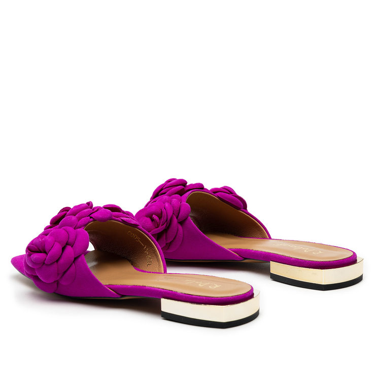 Klapki R.Polański 1281 - Fuksja Zamsz