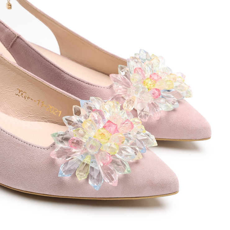 Sandały 1015 - Różowy Zamsz