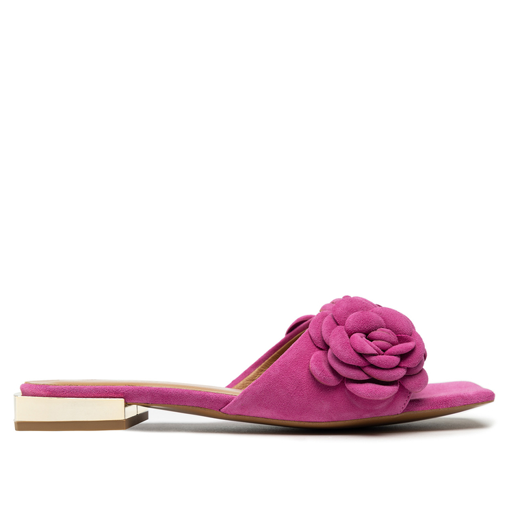 Klapki R.Polański 1281 - Magnolia Zamsz