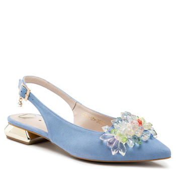 Sandały R.Polański 1015/L - Błękitny Zamsz