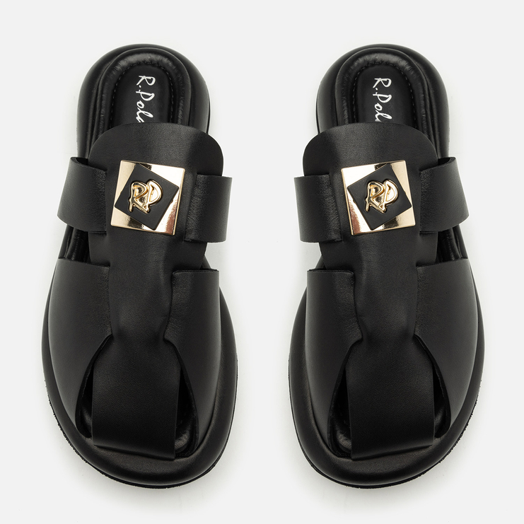 Klapki R.Polański 2128 - Czarny Lico