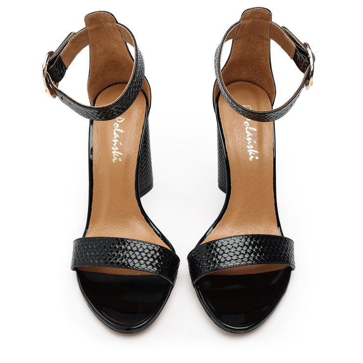 Sandały 876 - Czarny Lakier Plecionka