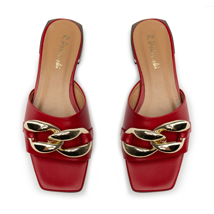 Klapki R.Polański 1271 - Czerwony Lico