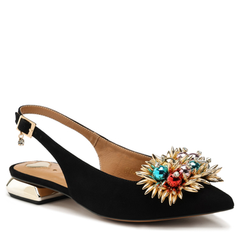 Sandały 1488/L - Czarny Zamsz