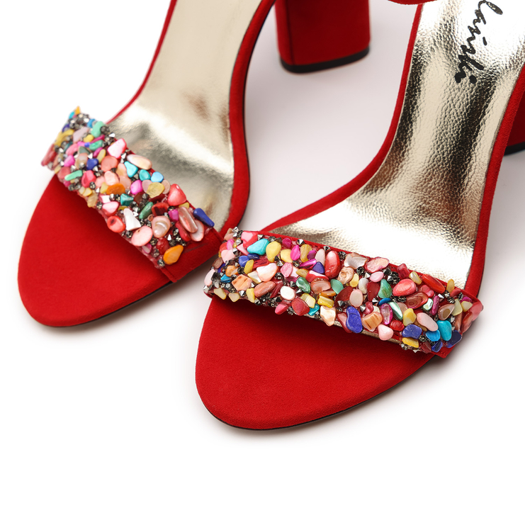 Sandały 1155 - Czerwony Zamsz