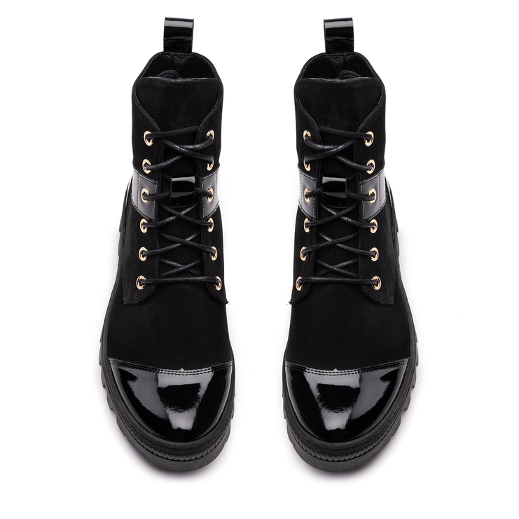 Trapery R.Polański 1207 - Czarny Nubuk/Czarny Lakier