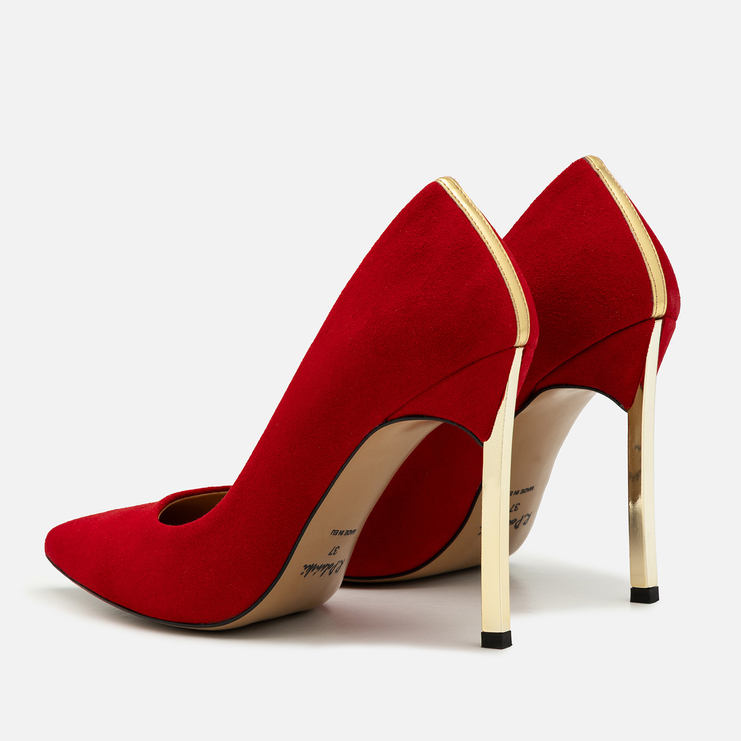 Szpilki 1044 - Czerwony Zamsz