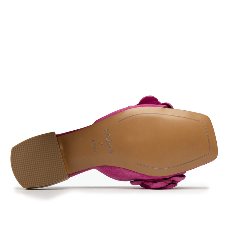 Klapki R.Polański 1281 - Magnolia Zamsz