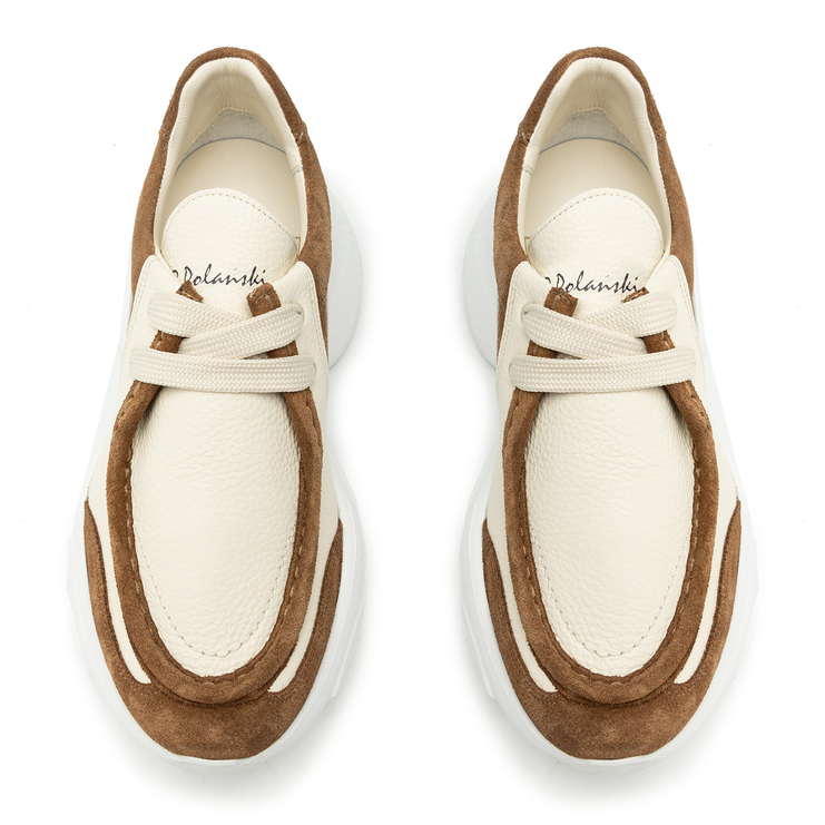 Sneakersy R.Polański 2101 - Beżowy Lico/Brązowy Zamsz