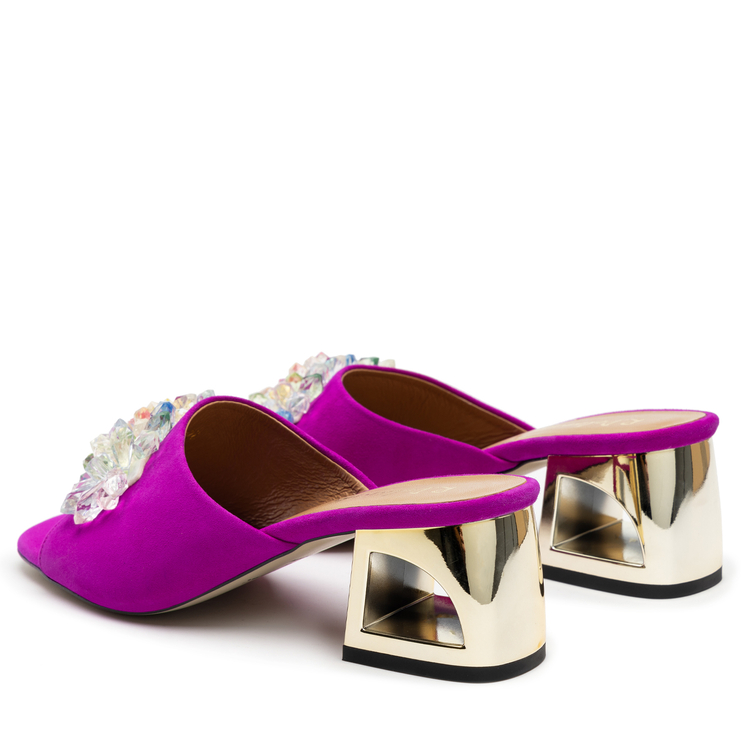 Klapki R.Polański 1021 - Fuksja Zamsz