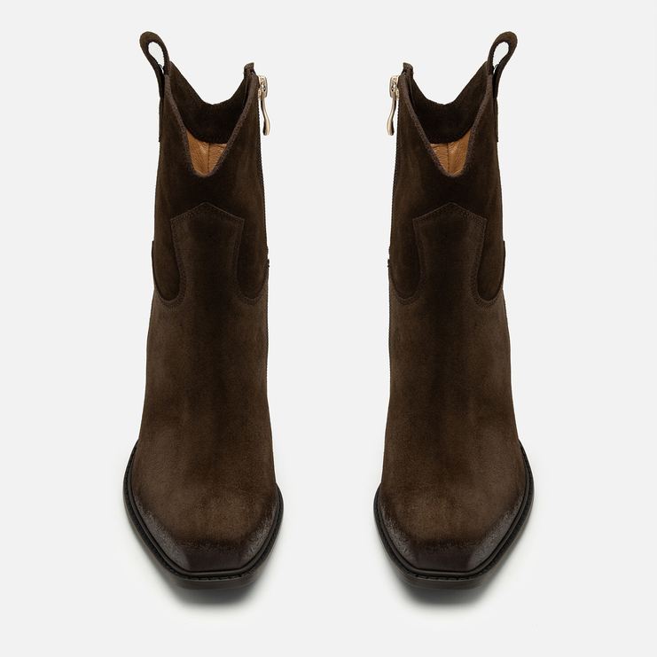 Botki R.Polański 1424 - Chocolate 119 Zamsz