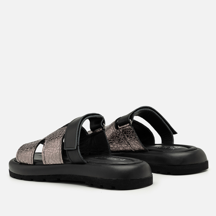 Klapki R.Polański 2137 - Czarny/Grafit Kryształ