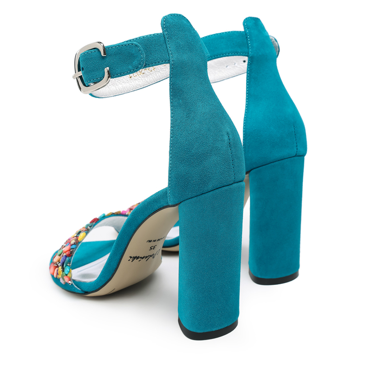 Sandały 1155 - Turkusowy Zamsz