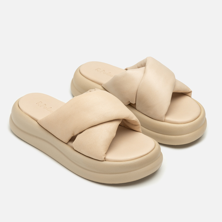 Klapki R.Polański 2198 - Beżowy Lico