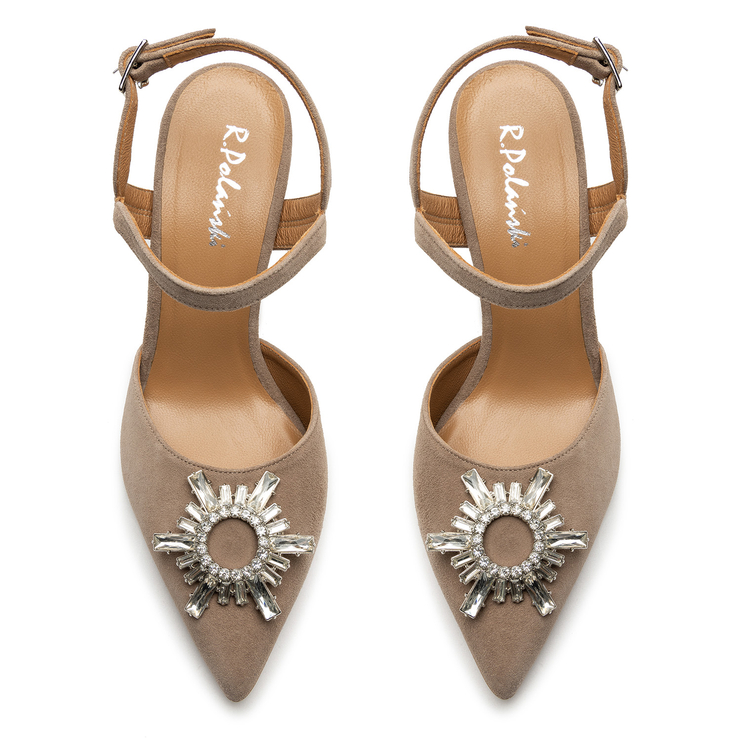 Sandały R.Polański 1419 - Cappuccino Zamsz