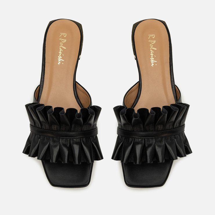 Klapki R.Polański 1282 - Czarny Lico