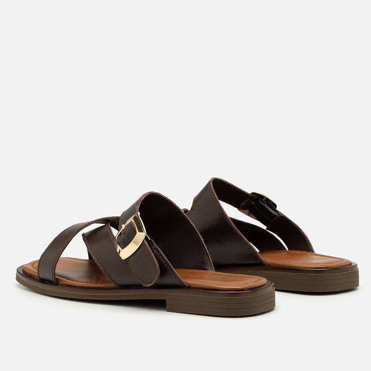 Klapki R.Polański 2139 - Brązowy Lico