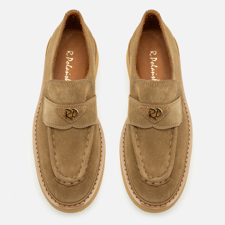 Mokasyny R.Polański 2134 - Camel Zamsz