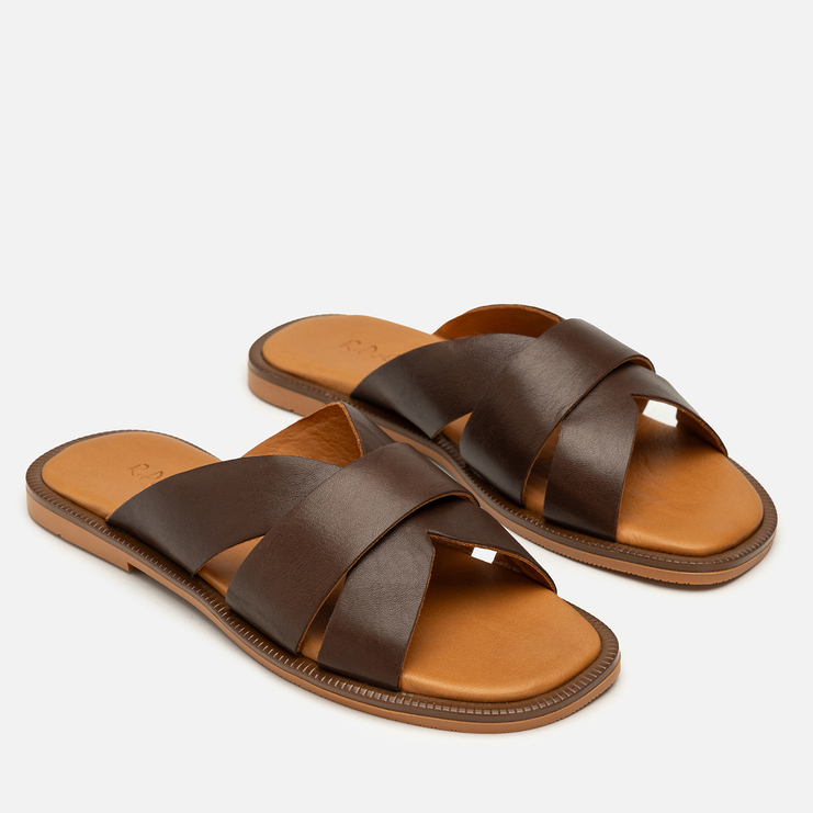 Klapki R.Polański 2221 - Brązowy Lico