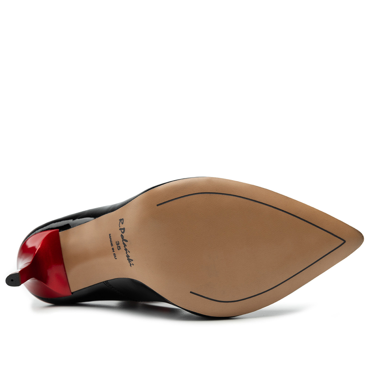 Czółenka R.Polański 1647 - Czarny Lakier/Bordowy