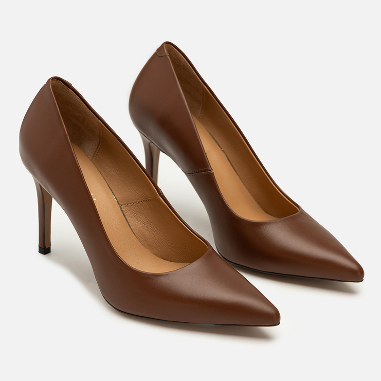 Szpilki R.Polański 2176 - Brązowy TST Lico