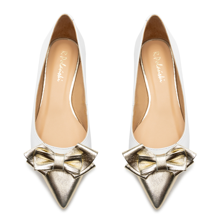 Baleriny R.Polański 1008 - Biały Lico/Złoty