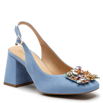 Sandały R.Polański 1631 - Niebieski Zamsz