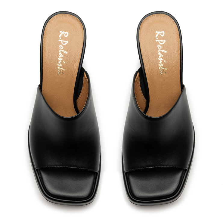 Klapki R.Polański 1648 - Czarny Lico